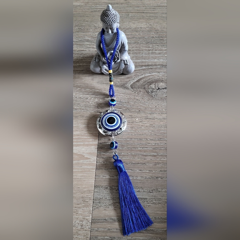 Blue Evil Eye Tassel Car Ornament